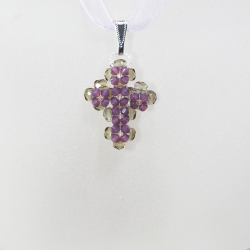 Pendant 30cm - Trevina-Violet Organza - Pendant 30cm - Laiton argenté